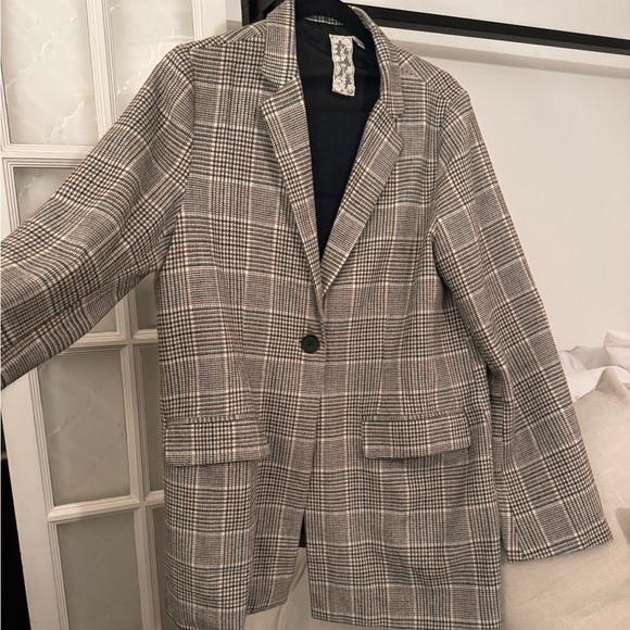 Houndstooth pattern 1 button blazer - Picture 1 of 7